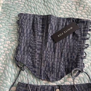 Two away Street Bustier Navy Logo Print